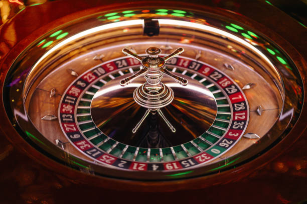 Close up shot of professional roulette spinning wheel in casino Matka section